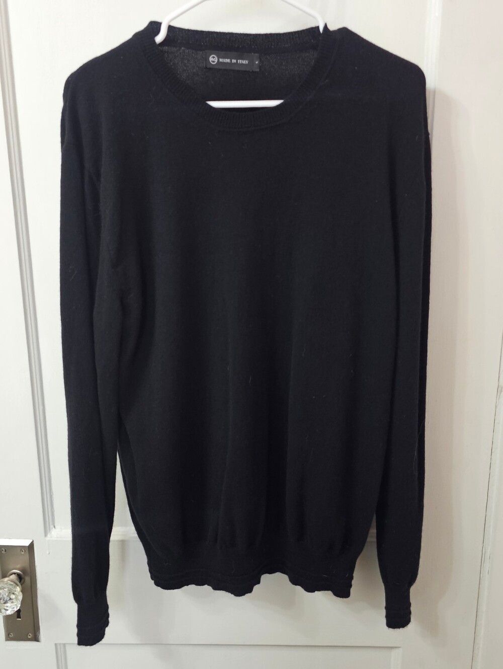Classic Black Crewneck Men's Sweater , Sz Large